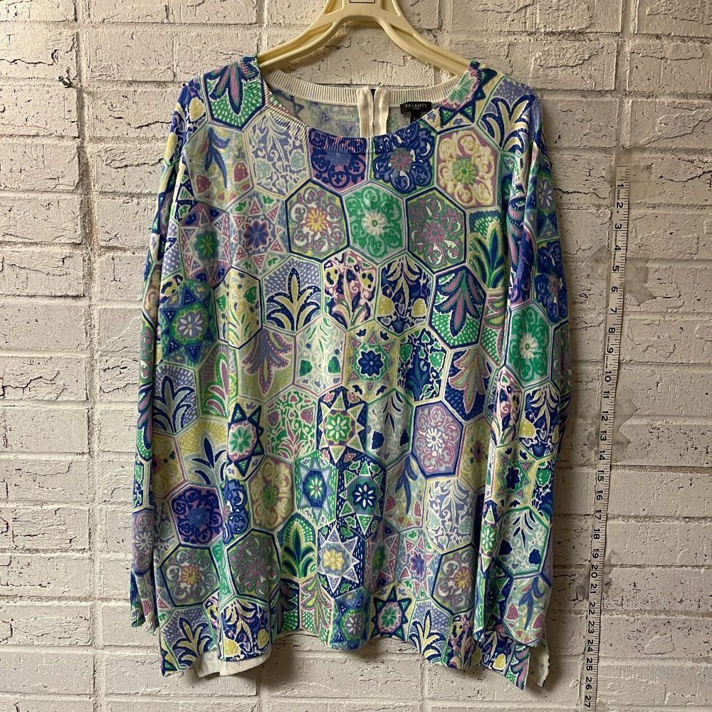 Talbots Green Yellow Lightweight Sweater Plus Size Curvy 3X
